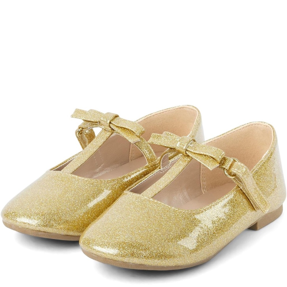 Gymboree Girl's Dressy Ballet Flat - T-Strap - Gold Glitter
